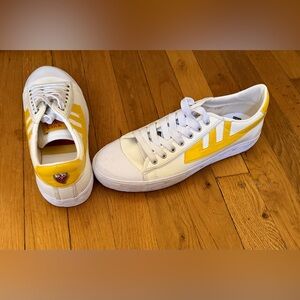 Men’s When Smoke Clears Low Top Lace Up Yellow & White Sneaker with Heart Detail